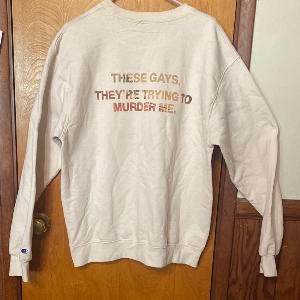 Champion Cream Crewneck Sweater - Jennifer Coolidge White Lotus quote